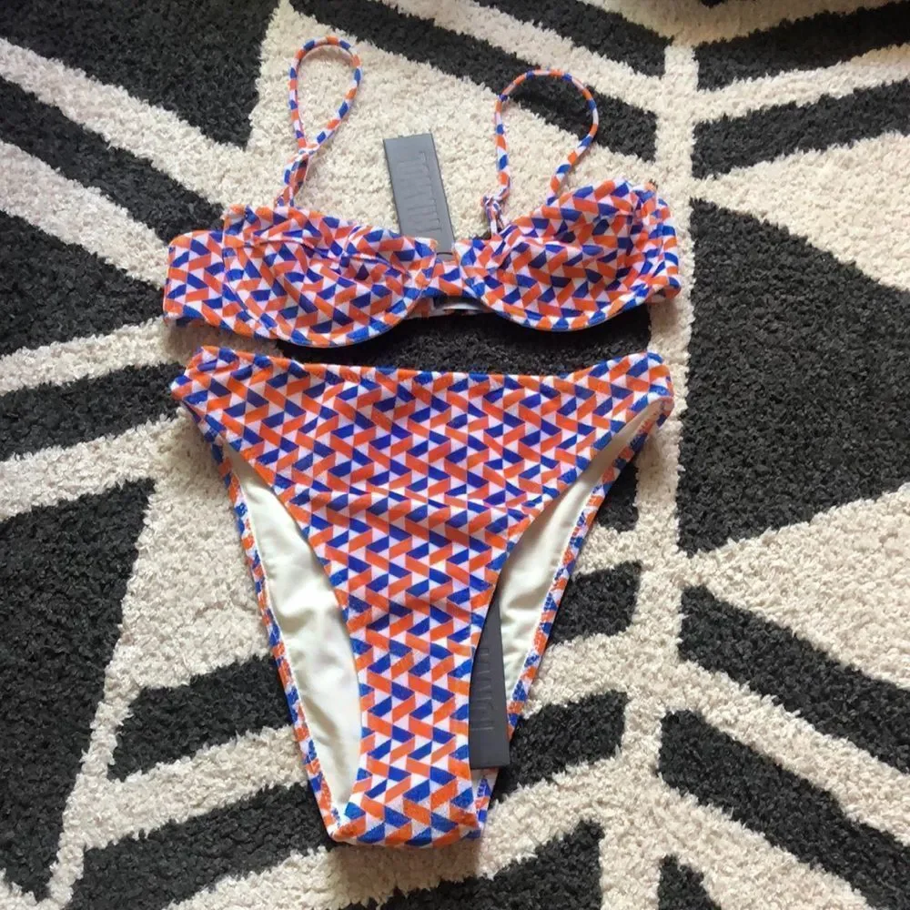 triangl swimwear Orange, Blue & White Patterned Bikini